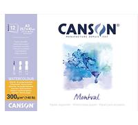 CANSON Blocco MONTVAL Acquerello A3 cm 29,7x42 Fogli 12 Grana Fine 300g/mq