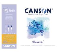 Canson Montval - Blocco per Acquerello, Guazzo, Acrilico, Collato Lato Lungo 24 x 32 cm, 100 fogli, 300 g/m² Grana Fine
