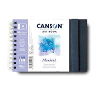 Canson Montval Book carta acquerello, A5, 24 fogli, grana fine, spiralato lato corto,copertina rigida, chiusura con elastico