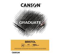 Canson Graduate Bristol,album collato lato corto,carta extra liscia e extra bianca,A5,20 fogli,180 g/m