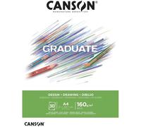 Canson Graduate Dessin, album da disegno collato lato corto,A4,30 fogli,grana leggera,160 g/m
