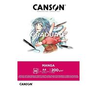 Canson Graduate Manga Blocco Collato A4 30 fogli Liscio 200 g, bianco, C31250P030