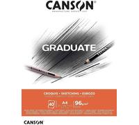 Canson Graduate Croquis, album collato lato corto,ideal per schizzi veloci,A4,40 fogli,grana leggere,96 g/m
