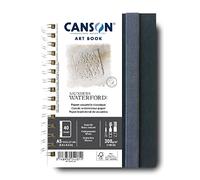 Canson Professional Book, Carta Aquarelle, Grana fine, 300g/m², Taccuino Spiralato, A5-14 -8x21cm, Bianco naturale, 20 fogli