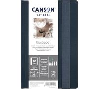 Canson Professional Book, Carta da illustrazione, tinta unita, 200gsm, Quaderno cucito, copertina rigida, 14 x 21,6 cm, bianco, 40 fogli