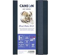 Canson Professional Book. Carta multitecnica Grana fine. 300 gsm. 184 kg. Quaderno cucito. Copertina rigida. 14 x 21,6 cm. Bianco. 28 fogli