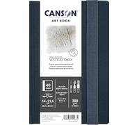 Canson Professional Book, Carta per acquerelli, grana fine, 300 gsm, Quaderno cucito, copertina rigida, 14 x 21,6 cm, bianco, 20 fogli