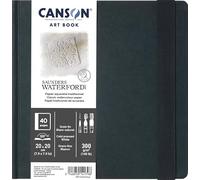 Canson Professional Book, Carta per acquerelli, grana fine, 300 gsm, Quaderno cucito, copertina rigida, 20 x 20 cm, bianco, 20 fogli