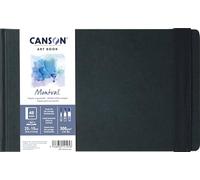 Canson Professional Book, Carta per acquerelli, grana fine, 300gsm, Quaderno cucito, copertina rigida, 25 x 15 cm, bianco, 24 fogli