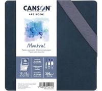 Canson Professional Book, carta per acquerello, grana fine, 300 gsm, taccuino a fisarmonica, copertina rigida, 15 x 15 cm, bianco, 18 pagine