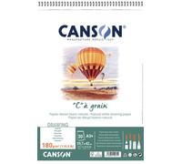 Canson - Carta da disegno, C, a grana leggera, 180 g/mq, A3+, 30 fogli per blocco, Spirale sul lato corto, 297 x 445 mm, colore Bianco