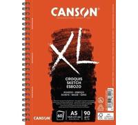 Canson XL Croquis Album per Schizzo o Disegno, Carta Leggera, 90g/m, A5, 60 Fogli, Grana Fine,spiralato lato lungo