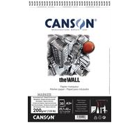 Canson The Wall album spiralato lato corto, carta opaca molto liscia, per illustratori, graffiti e design, 30 fogli, A3+, 200 g/m, bianco, 29.7x43.7 cm