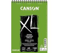 Canson XL Dessin album per matite, pastelli, carboncini 160gm A5 30 fogli grana leggera, spiralato lato corto, bianco