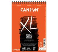 CANSON XL Croquis per Schizzo o Disegno, Carta Leggera, 90g/m, A5, 60 Fogli, Grana Fine