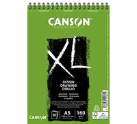 Canson XL Dessin album per matite, pastelli, carboncini 160gm A5 30 fogli grana leggera, spiralato lato corto, bianco