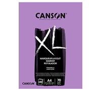 Canson XL Marker,Album Per Marcatori,Inclusi Quelli A Base Di Solvente O Alcol,A4,100Fogli,Extra Liscia 70G/M, bianco