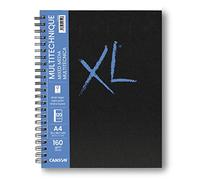 Canson XL Media Book carta a grana fine con trattamento speciale per le tecniche umide e secche 160 gm A4, 60 fogli