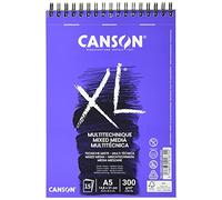 Canson XL, Mix Media Textured Album per Acquerello Spiralato, Lato Corto, 300g/m, Grana Media, A5, 15 Fogli