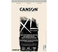 Canson XL Sand Grain, album da disegno carta realizzata con materiali organici rinnovabili,A3, 40 fogli, 160g/m effetto sabbiato naturale