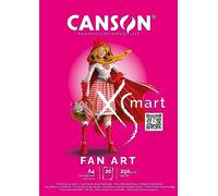 CANSON XSmart, Carta da disegno bianca, tinta unita, 250gsm, blocco incollato a lato lungo, A4-21x29,7cm, Bianco, 20 fogli