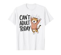 Can't Adult Today Divertente Adulto Gatto Kawaii Kitty Mamma papà Maglietta