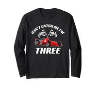 Can't Catch Me I'm 3 - Bambini Racing Car 3° Compleanno Maglia a Manica