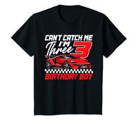 Cant Catch Me Im Three 3 ° Compleanno Ragazzo Sport Auto da Corsa Maglietta