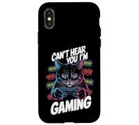 Can't Hear You I'm Gaming Grumpy Gamer Cat Design Custodia per iPhone X/XS