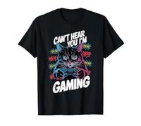 Can't Hear You I'm Gaming Grumpy Gamer Cat Design Maglietta