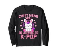 Can't Hear You I'm Listening KPOP Carino Coniglio K-Pop Kawaii Maglia a Manica