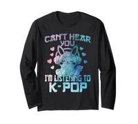 Can't Hear You I'm Listening KPOP Carino Coniglio K-Pop Kawaii Maglia a Manica