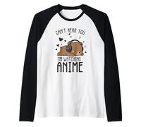 Can't Hear You I'm Watching Anime Carino Orso Amante Maglia con Maniche Raglan