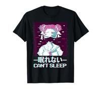 Can't Sleep Geisha Anime Girl Japanese Vaporwave Aesthetic Maglietta