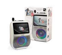 CANTA TU KARAOKE - PRO 2023 Professionale Completo con Microfono Wireless, Display Touch, Connessione Wi-Fi, Effetti Vocali, Luci LED, Batteria Ricaricabile, Voice Changer, Argento