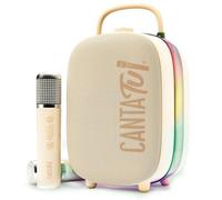 Canta Tu - Nina, Macchina Per Karaoke Con 2 Microfoni Wireless Inclusi, Altoparlante Portatile Bluetooth, Colore Beige Con Luci Led E Cambio Voci, Per Bambini Ragazzi E Adulti