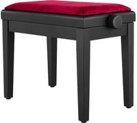 Cantabile Pianobank Mod. A - velluto rosso, nero opaco, legno massiccio | Velluto Rosso, Telaio Nero Opaco, Regolabile in Altezza 48 - 58 cm, Legno Massiccio, Meccanismo a Croce Doppio