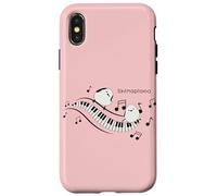 Cantando un uccello | pianoforte | tastiera | pianista | uccello selvatico del Giappone | uccello bianco di Hokkaido | Shimowaga Custodia per iPhone X/XS