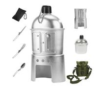 Canteen Cup Stove Pouch Kit,Multi-Functional Water Bottle,Military Canteen with Cup,Portable Aluminum Cookware Kit,for Outdoor Camping,Survival,Hiking,Backpacking (1PCS)