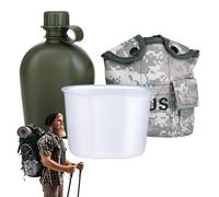 Canteen Water Bottle, Portable Outdoor Flask, Aluminum Cup Set, Travel Hydration Gear, Leakproof Drink Container Feature for Climbing, Hiking, Backpacking, Survival, Camping, 8.66x4.72x3.54 Inches