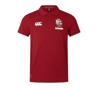 Canterbury Pique Polo Shirt | Cotton Blend | Official British & Irish Lions Licensed Product, Dahlia Rossa, L Uomo