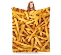 Cantidelli Coperta 3D divertente e realistica con patatine fritte, in pile di flanella, 127 x 101 cm, morbida coperta invernale autunnale, morbida, soffice, decorazione per la casa, divano, letto,