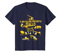Cantiere Veicolo da Costruzione Gru Escavatore Giallo Buffo Maglietta, Bambini, Navy, 4 Anni