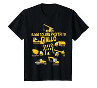 Cantiere Veicolo da Costruzione Gru Escavatore Giallo Buffo Maglietta, Bambini, Nero, 12 Anni
