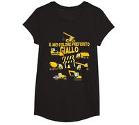 Cantiere Veicolo da Costruzione Gru Escavatore Giallo Buffo Maglietta, Ragazze, Nero, L