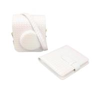 Cantina di Protezione della Fotocamera Istantanea Spalla Regolabile Tracolla in Pelle PU Mini 12 Camera da Trasporto per la Laurea in Viaggio per Matrimoni Natale (WHITE)
