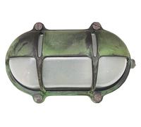 Cantina Ovale Esterno Ottone B: 21cm IP64 Verde Antico E27 Maritim Lampada Wand