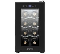 EVVO Enoteca 8 Bottiglie, Portabottiglie Verticale, Display Temperatura Interna, Tecnologia di Enferamento Termoelettrico, Temperatura Regolabile 8-18°C, Molto Silenzioso 35 dB, Schermo Touch Modello: