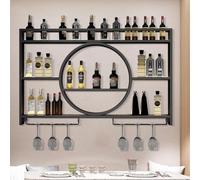 Cantinetta galleggiante con supporto in vetro da appendere, scaffale salvaspazio per bottiglie di liquori, decorazione per casa, bar e sala da pranzo