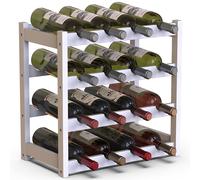 BAKAJI - Cantinetta Portavino In Legno Bambà¹ Bianco Con 16 Scomparti Bar Portabottiglie - SPEDIZIONE GRATUITA